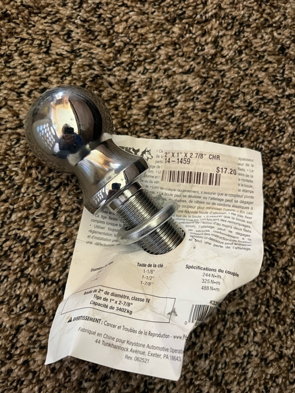 Husky 2" Trailer Hitch Ball - Silver Finish